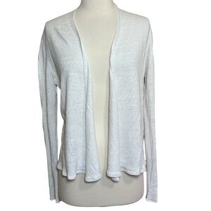 Eileen Fisher 100% Linen Open Front Waterfall Drape Cardigan white size Medium